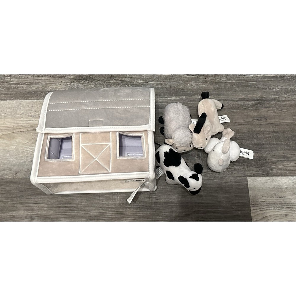 Lambs & Ivy Baby Farm Plush Barn  4 Stuffed Animals Toy Taupe Farming Cow‎ Sheep